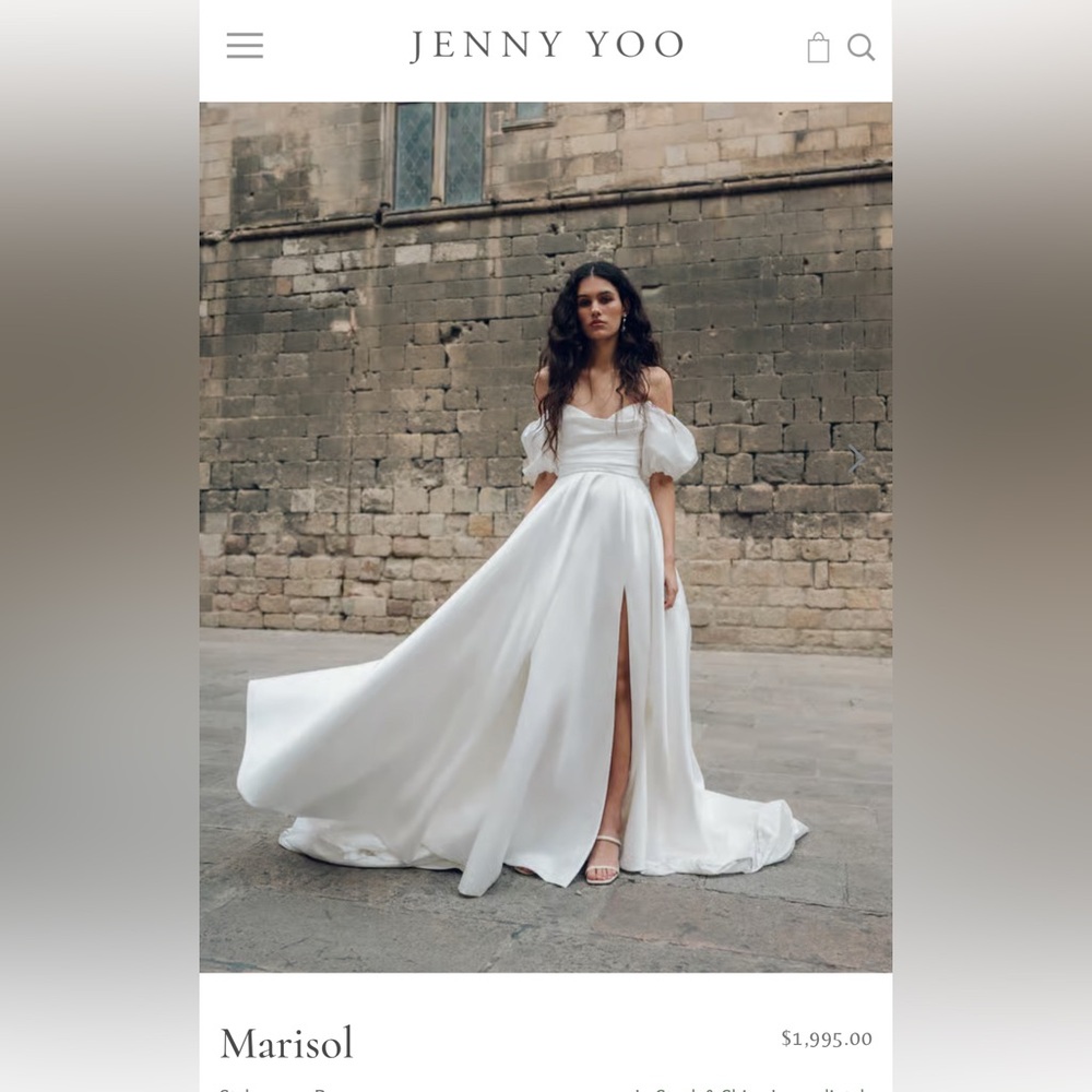 NWT Jenny Yoo Ivory Gown with Detachable Sleeves